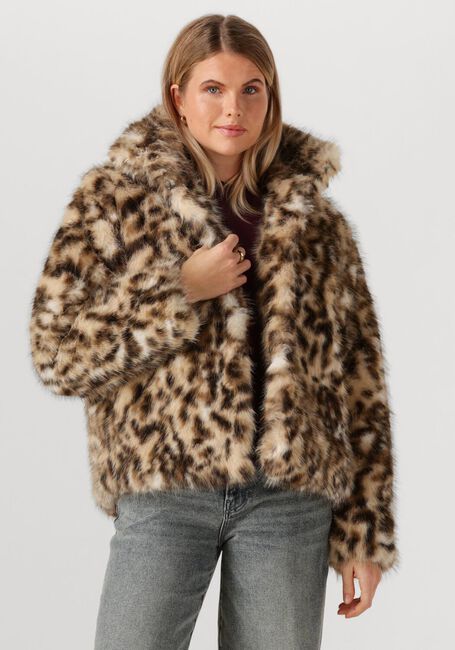 Beige CATWALK JUNKIE Fake-Fur-Jack LEOPARD FUR JACKET - large