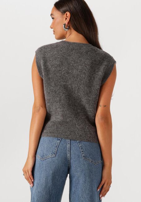 Graue SELECTED FEMME Strickjacke SLFLULU SL BUTTON O-NECK VEST EX - large
