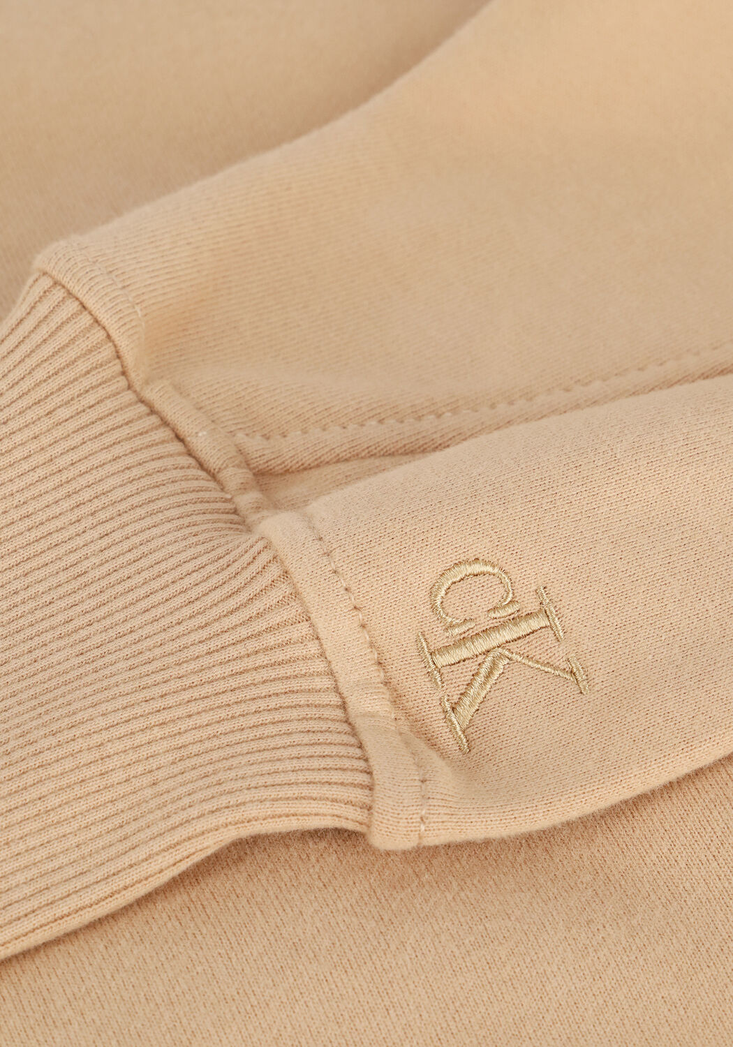 Sand CALVIN KLEIN Sweatshirt STACKED LOGO MOCKNECK SWEATSHIRT - large