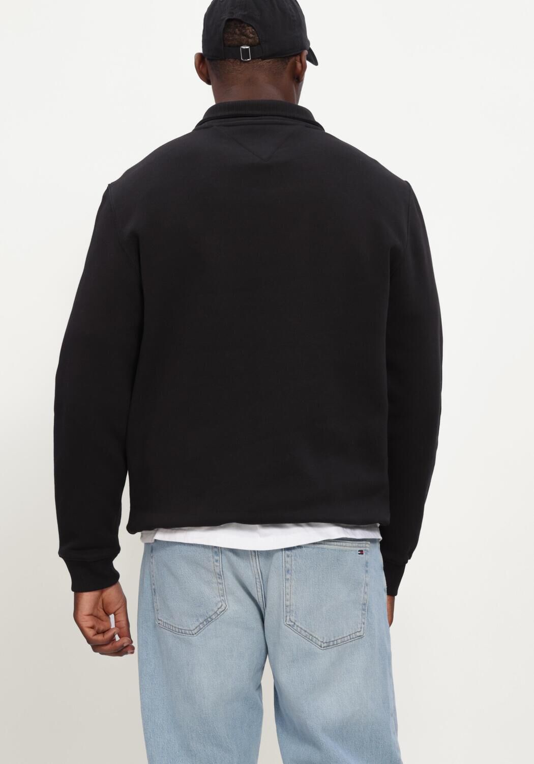Schwarze TOMMY JEANS Sweatshirt TJM REG FLEECE 1/4ZIP MOCK NECK - large