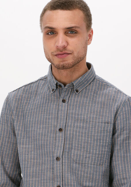 Blaue ANERKJENDT Casual-Oberhemd AKKONRAD SLUB STRIPE SHIRT - large