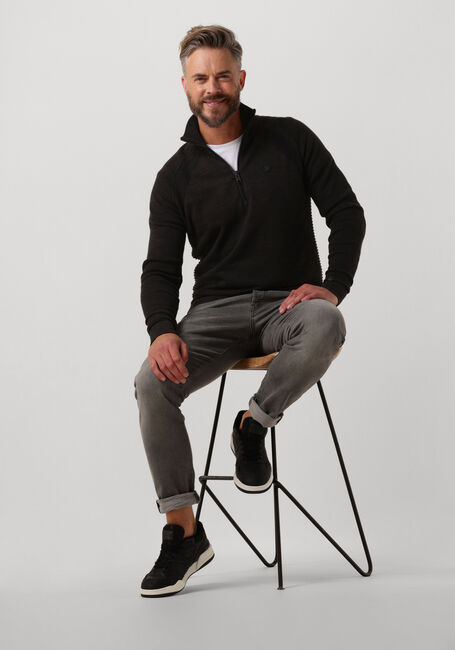 Schwarze CAST IRON Pullover HALF ZIP COLLAR COTTON HEATHER PLATED HALF ZIP - large