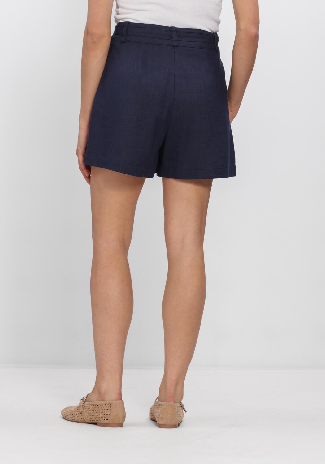 Dunkelblau Y.A.S. Hosen YASAGANA HW LINEN BLEND MINI SHORTS S - large