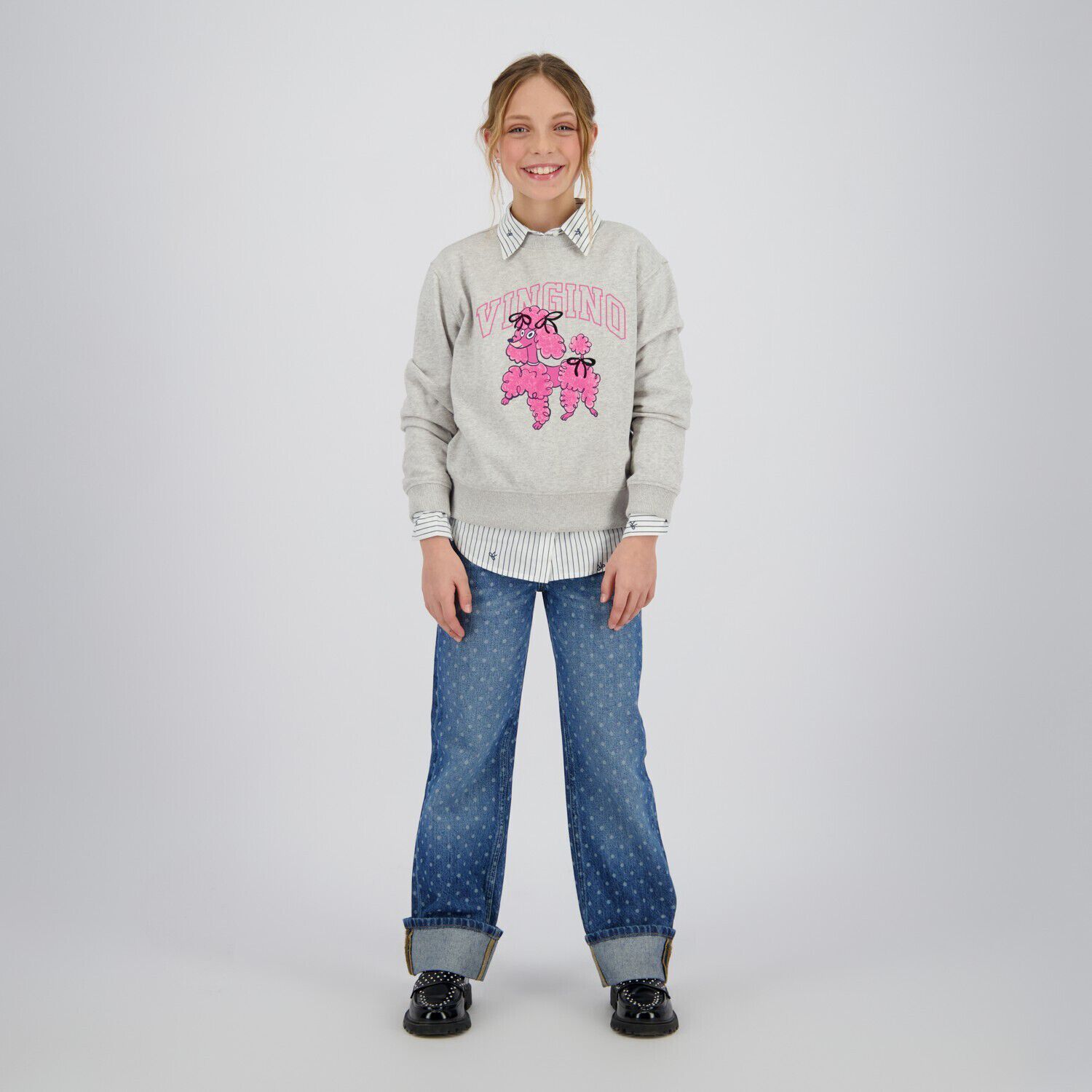 Blaue VINGINO Straight leg jeans CATO DOTS - large