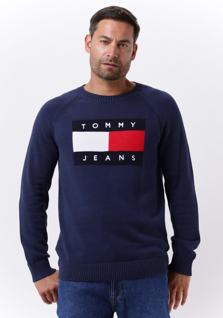 dunkelblau tommy jeans pullover tjm regular flag sweater