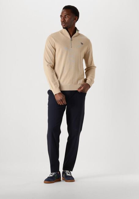 Beige PS PAUL SMITH Pullover MENS SWEATER ZIP NECK ZEB BAD - large