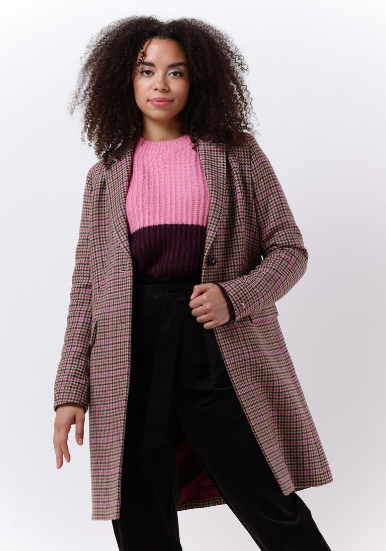 braune tommy hilfiger mäntel wool blend check classic coat