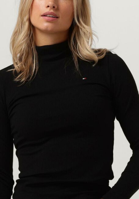 Schwarze TOMMY HILFIGER Rollkragenpullover SLIM 5X2 RIB ROLL-NK LS - large