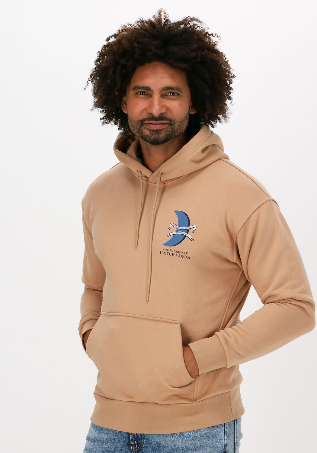 Beige SCOTCH & SODA Sweatshirt 164108 - UNISEX - HOODY WITH "