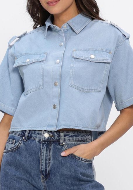 Hellblau ALIX THE LABEL Blusen LADIES WOVEN FLOWY DENIM SHORTSLEEVE BLOUSE - large