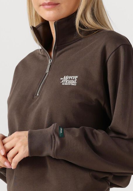 Braune MERCER AMSTERDAM Sweatshirt THE MERCER QUARTER ZIP CONTRAST - large