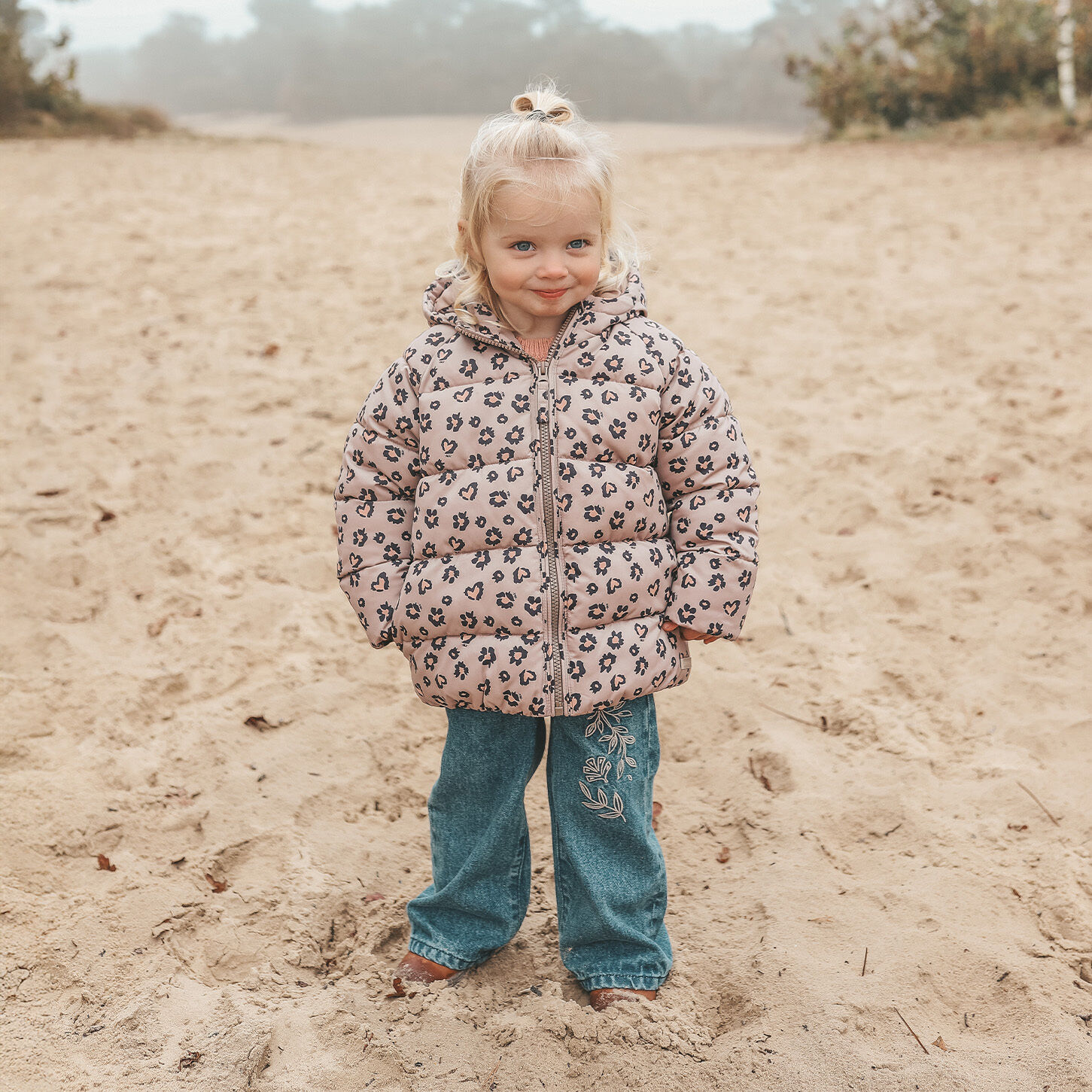 Braune YOUR WISHES Jacken SWEET LEOPARD PUFFER COAT - large