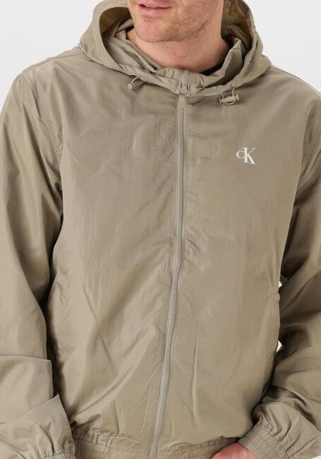 Khaki CALVIN KLEIN Jack NYLON HOODED WINDBREAKER - large