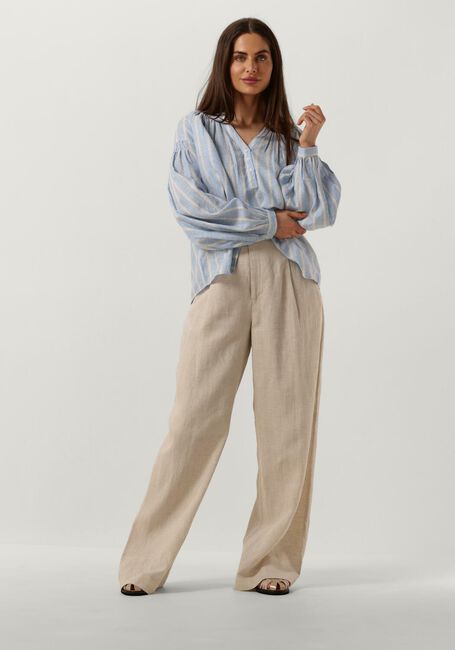 Hellblau MOS MOSH Blusen SAFI STRIPED LINEN SHIRT - large