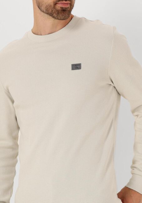 Beige CALVIN KLEIN Pullover WOVEN LABEL WAFFLE LS TEE - large