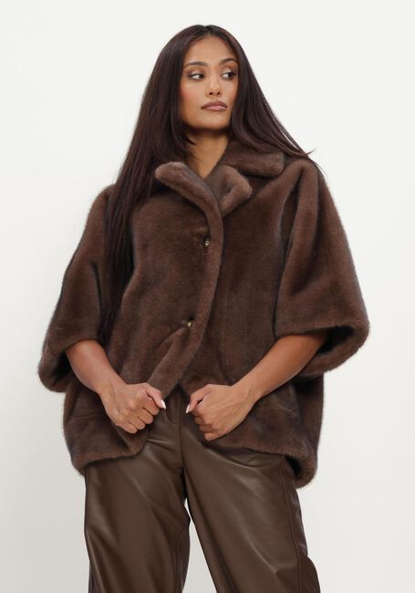 Braune STUDIO AR Fake-Fur-Jack CLARA FAUX MINK - large
