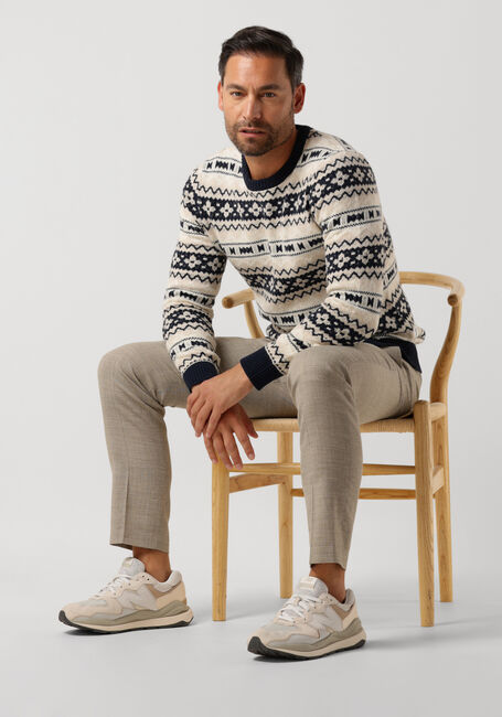 Beige SELECTED HOMME Pullover FAROE LS KNIT FAIR ISLE CREW - large