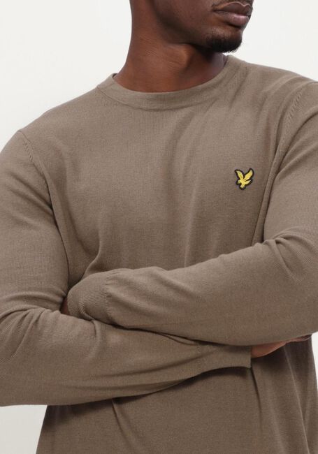 Taupe LYLE & SCOTT Pullover COTTON MERINO CREW NECK JUMPER - large