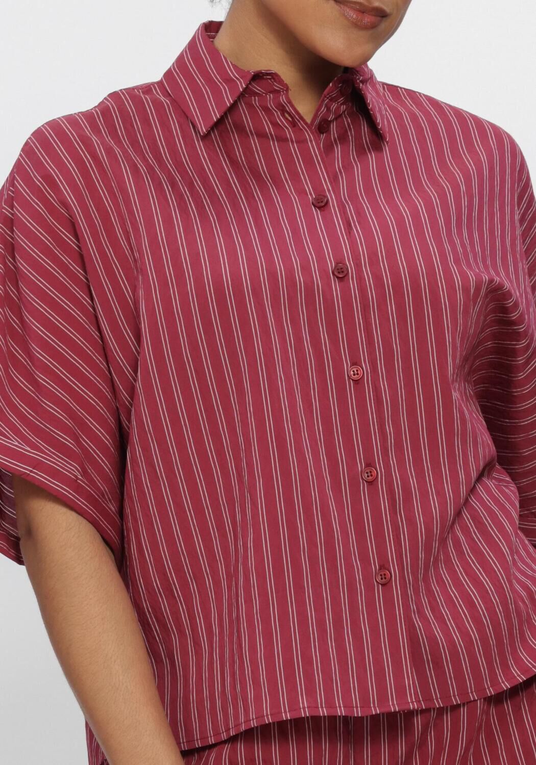 Rote CATWALK JUNKIE Blusen STRIPED SHORT SLEEVE BLOUSE - large