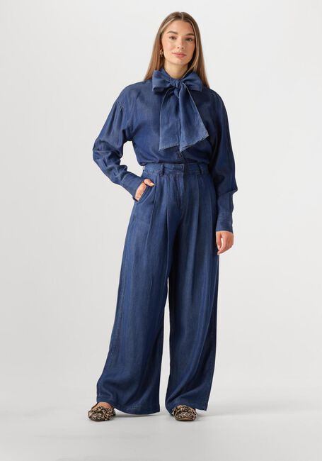 Dunkelblau SELECTED FEMME Weite Hose SLFJANNA HW PLEATED CHAMBRAY - large