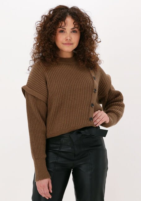 Braune CO'COUTURE Pullover ROWIE FRONT BUTTON KNIT - large