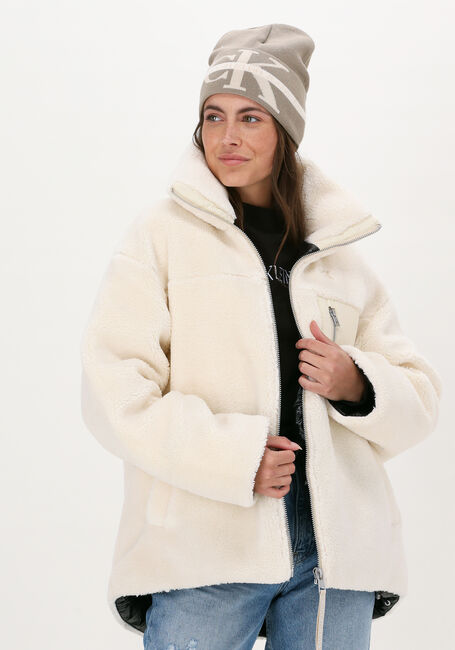 Creme CALVIN KLEIN Teddy-Jacke BACK EMBROIDERY SHERPA JACKET - large