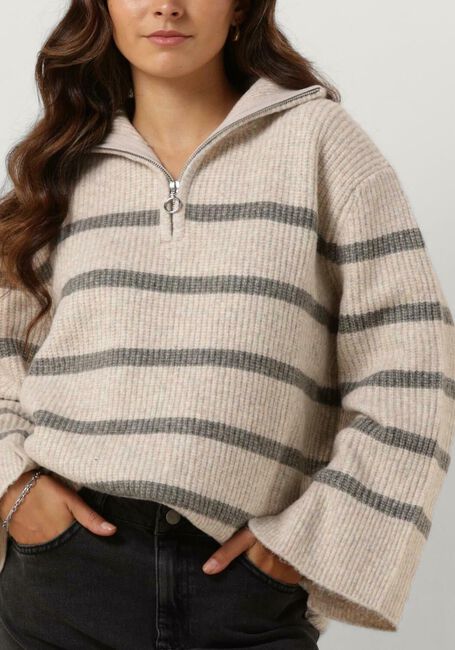 Sand NEO NOIR Pullover NEVENA STRIPE KNIT BLOUSE - large