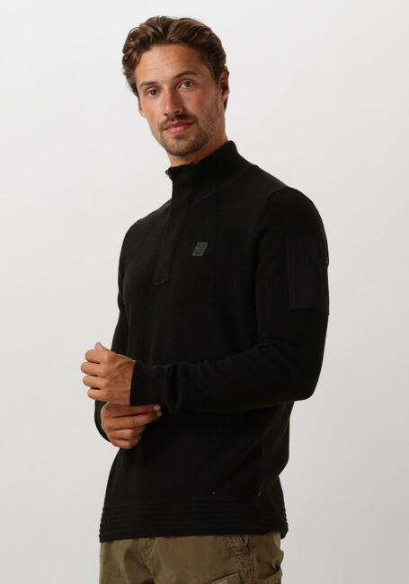 Schwarze PME LEGEND Pullover HALF ZIP COLLAR COTTON KNIT - large