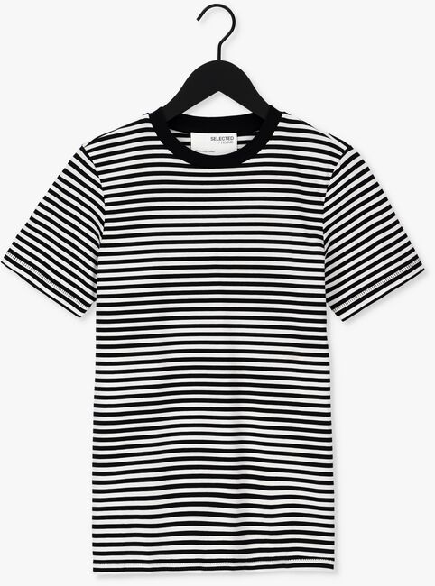 Schwarze SELECTED FEMME T-shirt SLFMY PERFECT SS TEE BOX CUT-STRI B - large