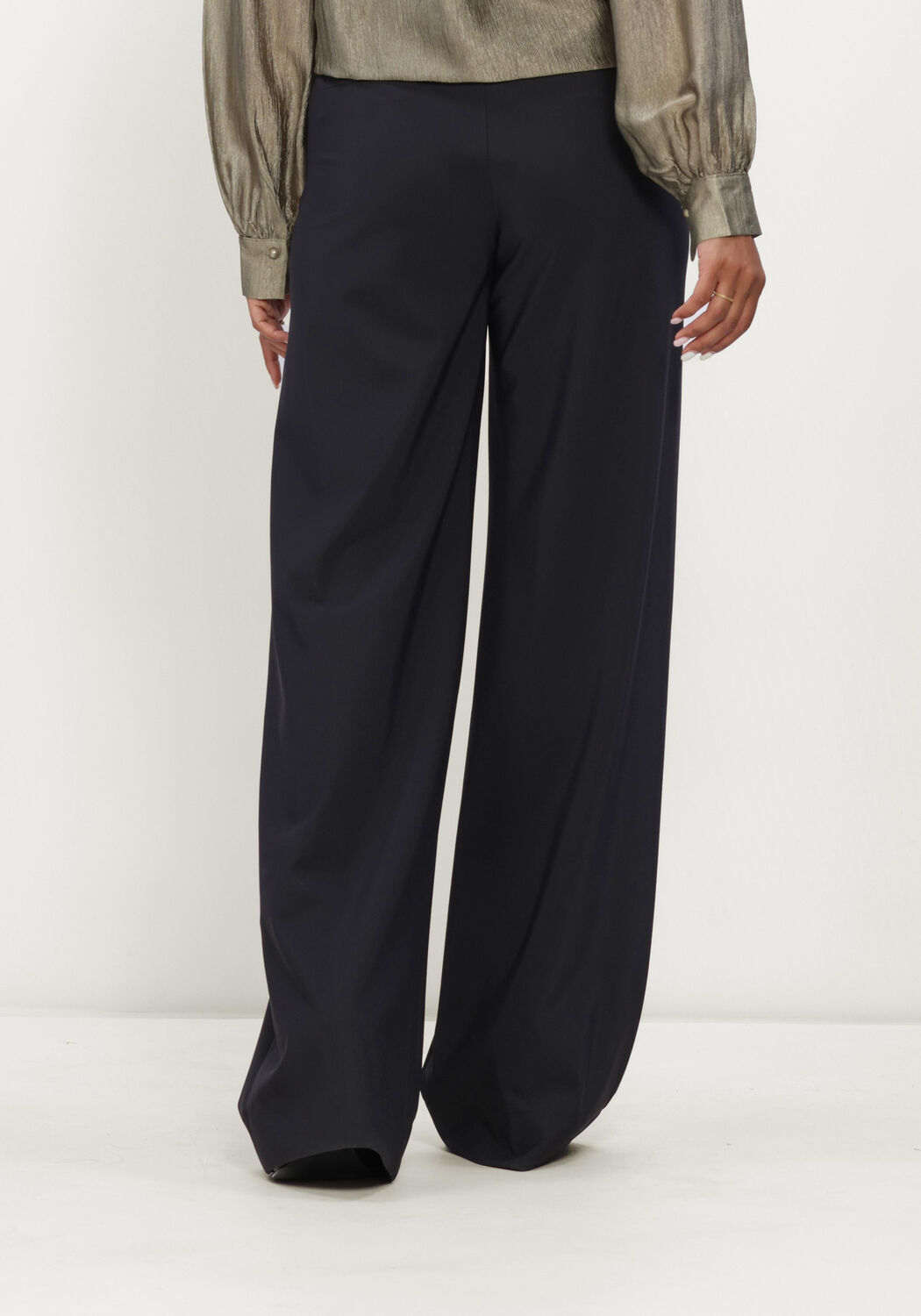 Schwarze STUDIO ANNELOES Weite Hose Lexie LONG bonded trousers - large