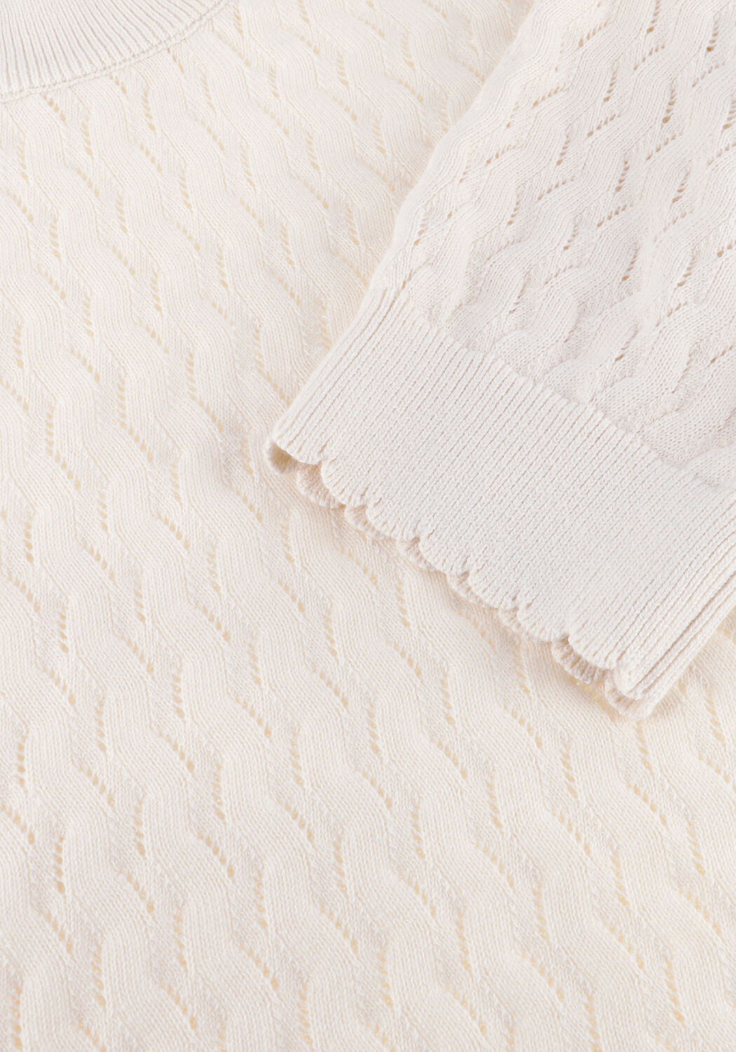 Ecru OBJECT Pullover OBJFLAUNY S/S RE KNIT TOP - large