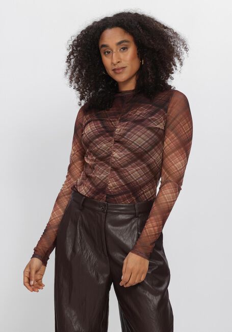 Braune SUMMUM Pullover DIAGONAL CHECK ON MESH TOP - large