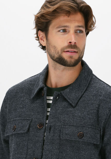 Graue ANERKJENDT Overshirt AKOSCAR BOILED WOOL OVERSHIRT - large