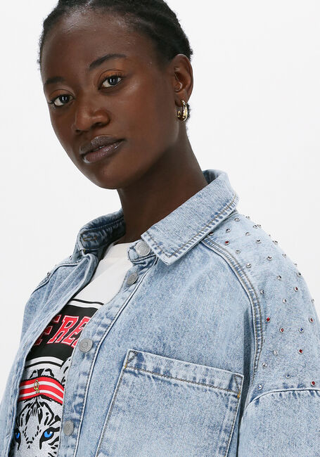 Blaue COLOURFUL REBEL Blusen TEDDY RINESTONES DENIMBLOUSE - large