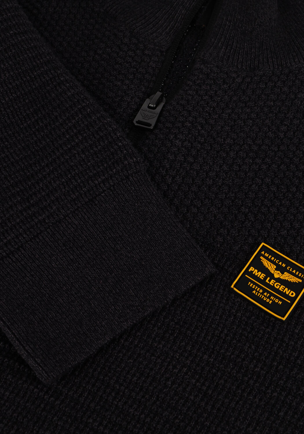 Schwarze PME LEGEND Pullover HALF ZIP COLLAR COTTON MOULINE - large