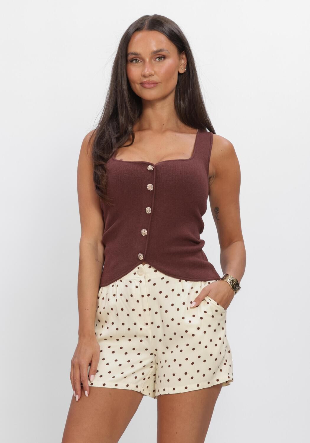 Braune YDENCE Tops & T-shirts KNITTED TOP MELLA - large