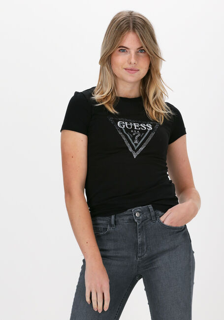 Schwarze GUESS T-shirt SSCN AMALUR TEE - large