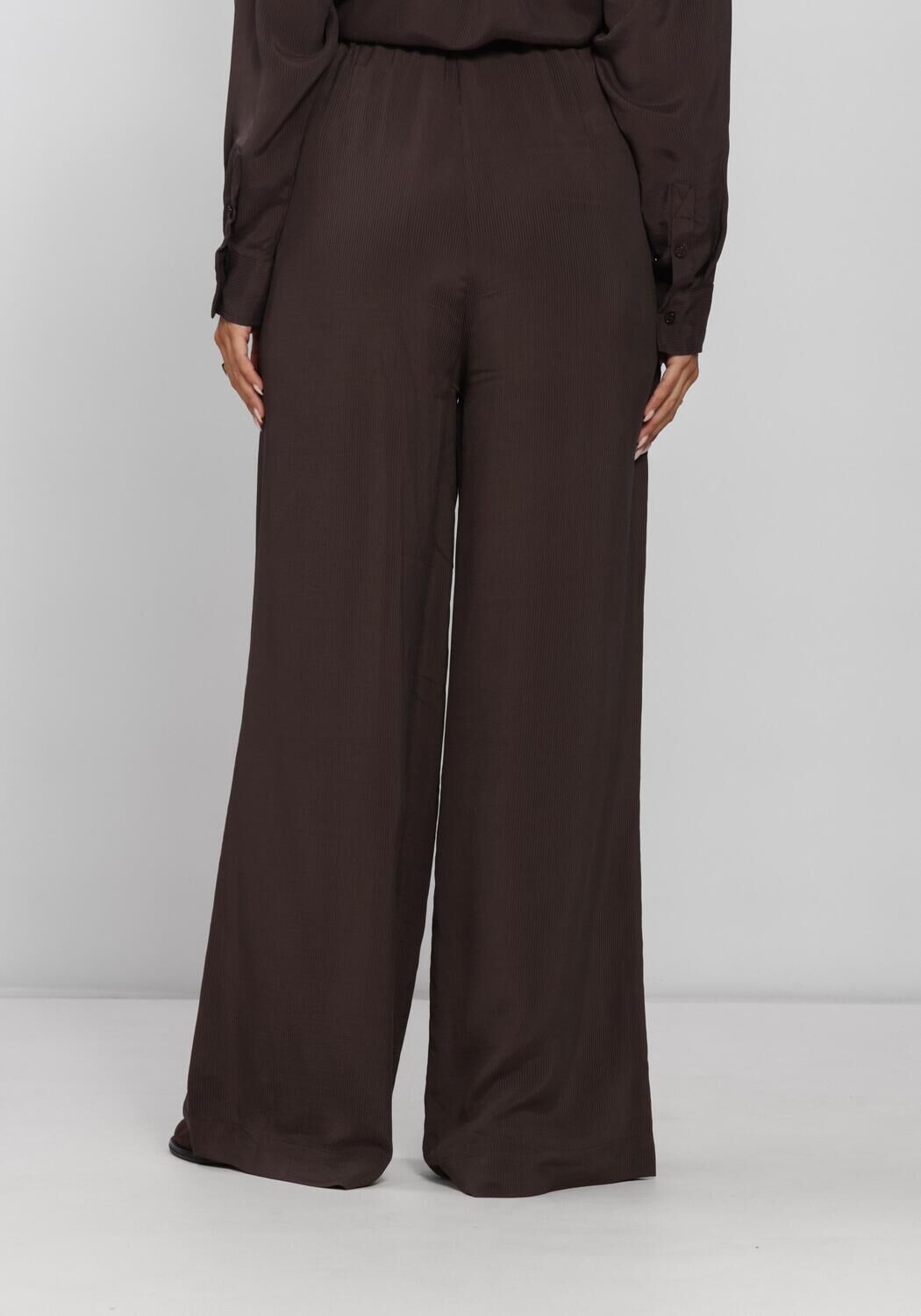 Braune BY-BAR Weite Hose NEMO SATIN STRIPE PANTS - large