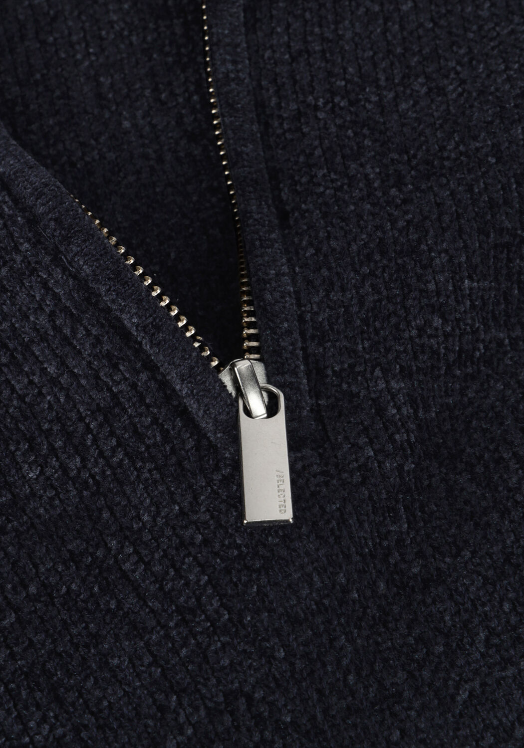 Blaue SELECTED MEN Pullover SLHRODNEY LS HIGH NECK HALF ZIP - large