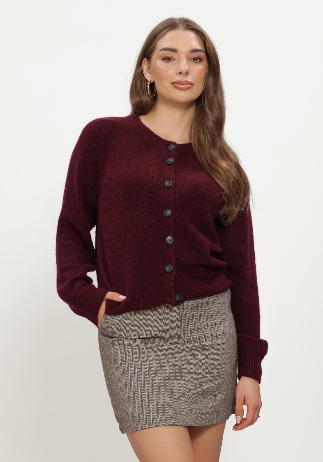 Bordeaux Y.A.S. Strickjacke YASJOHI LS WOOL BLEND CARDIGAN - large
