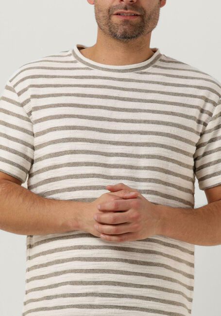 Olive ANERKJENDT T-shirt AKKIKKI S/S STRUCTURE STRIPE - large