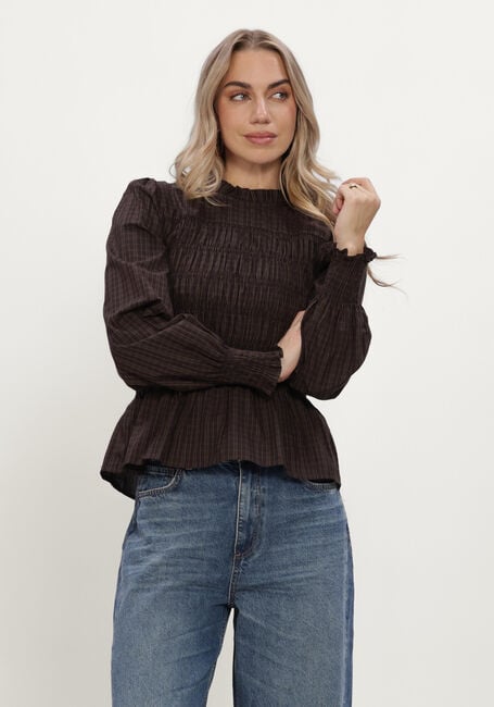 Braune NEO NOIR Blusen POSSA BIG CHECK BLOUSE - large