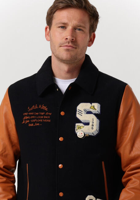 Blaue SCOTCH & SODA Jack WOOL + LEATHER COLLEGE JACKET - large