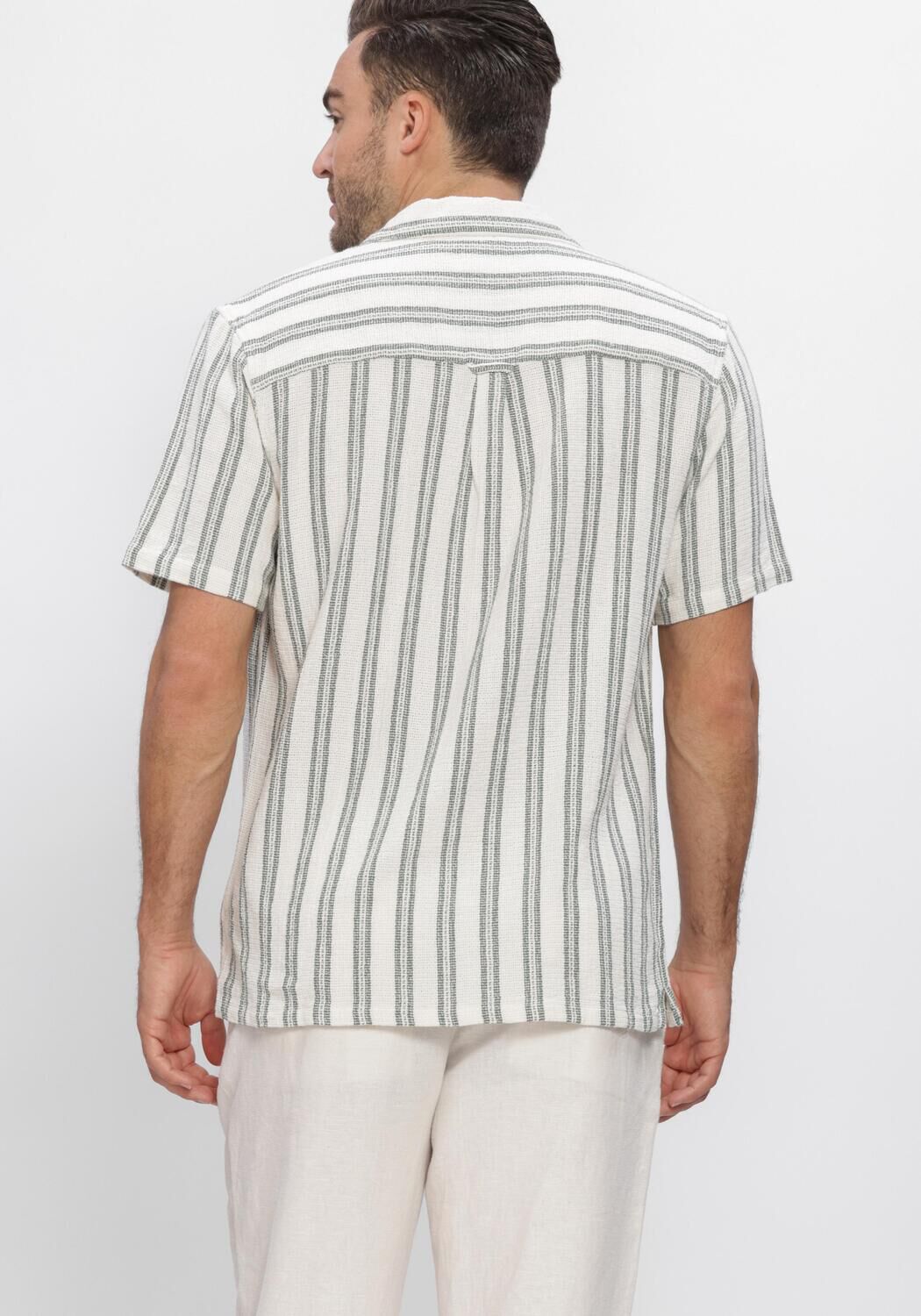 Ecru ANERKJENDT Casual-Oberhemd AKLEANDER STRUC STRIPE2 SS SHIRT - large