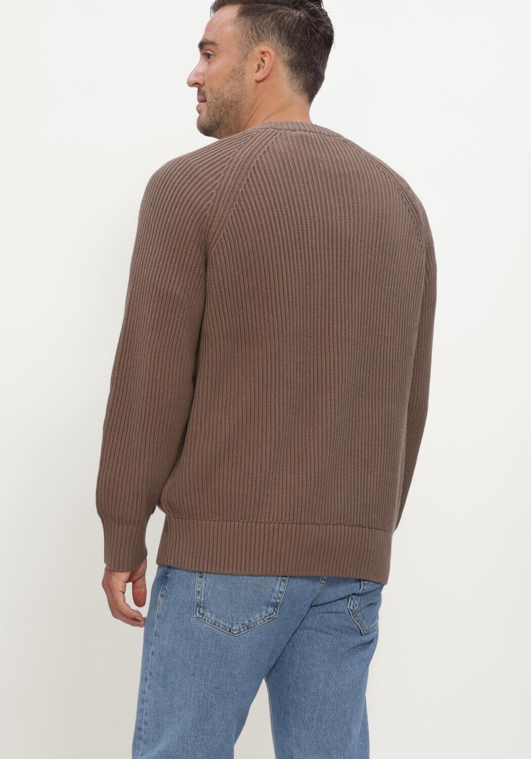 Braune SELECTED MEN Pullover SLMBRAUN KNIT RIB CREW NECK NOOS - large