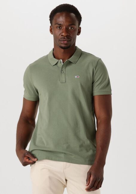 Grüne TOMMY JEANS Polo-Shirt TJM SLIM PLACKET POLO EXT - large