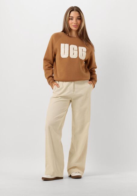 Camelfarbene UGG Sweatshirt MADELINE FUZZY LOGO CREWNECK - large