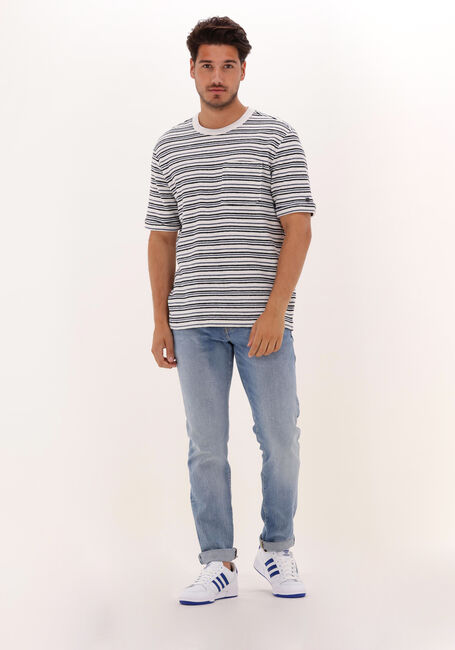 Blaue CAST IRON T-shirt SHORT SLEEVE R-NECK RELAXED FIT BOUCLÉ STRIPE - large