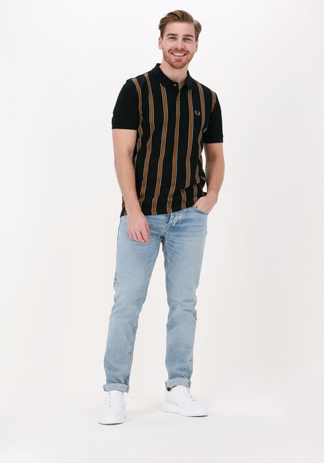 Schwarze FRED PERRY Polo-Shirt TEXTURED STRIPE POLO SHIRT - large