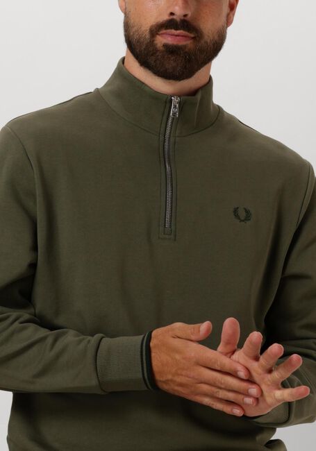 Grüne FRED PERRY Sweatshirt HALF ZIP SWEATSHIRT - large